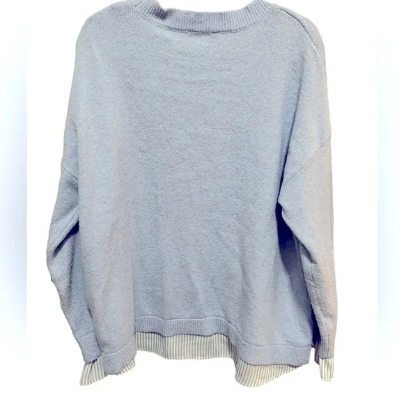 Time and Tru - Light Blue crew neck sweater with “shirt trimming” in blue/white - Picture 3 of 3